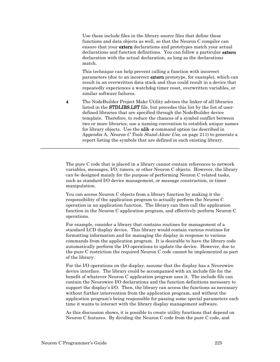 Performing neuron c functions from libraries | Echelon Neuron C User Manual | Page 237 / 268