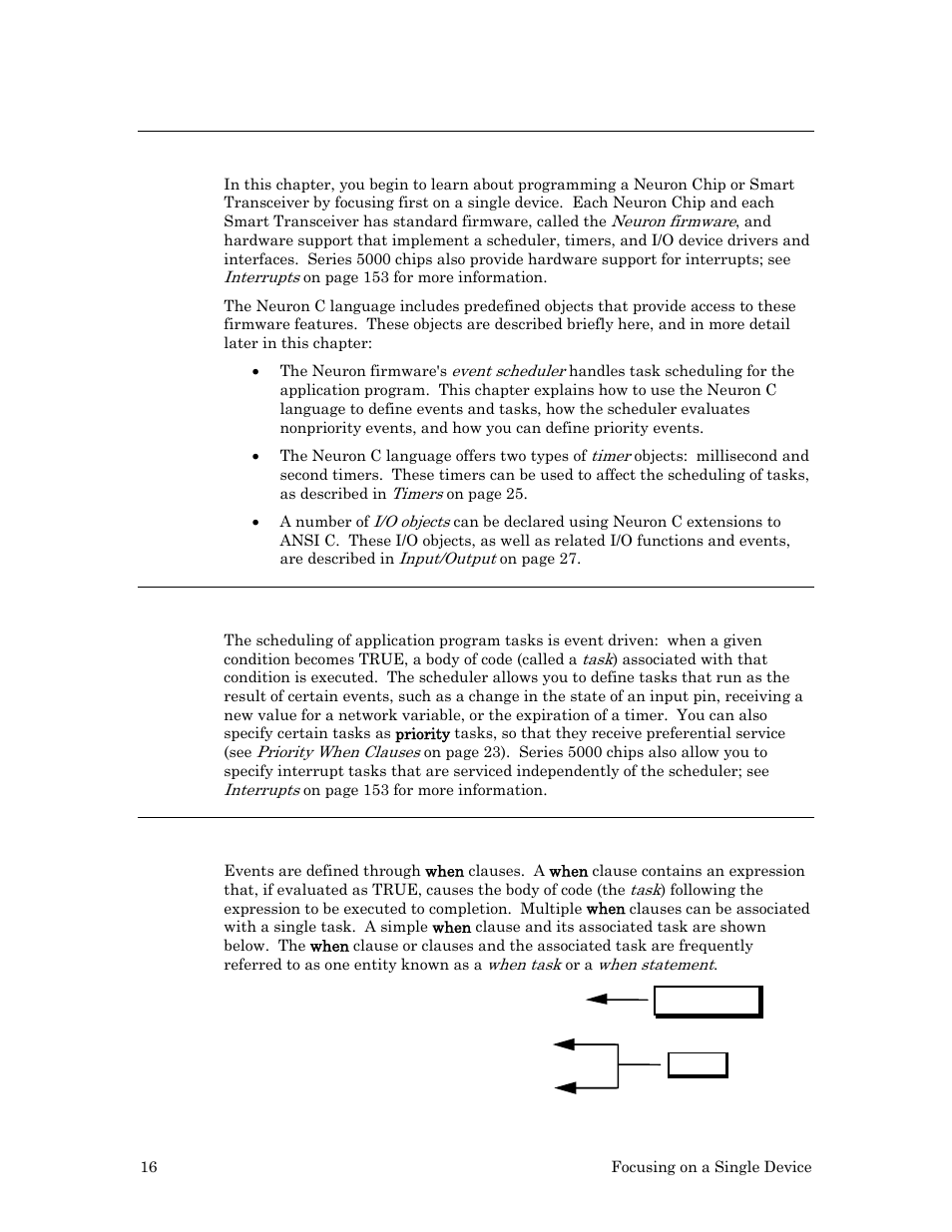 What happens on a single device, The scheduler, When clauses | Echelon Neuron C User Manual | Page 28 / 268