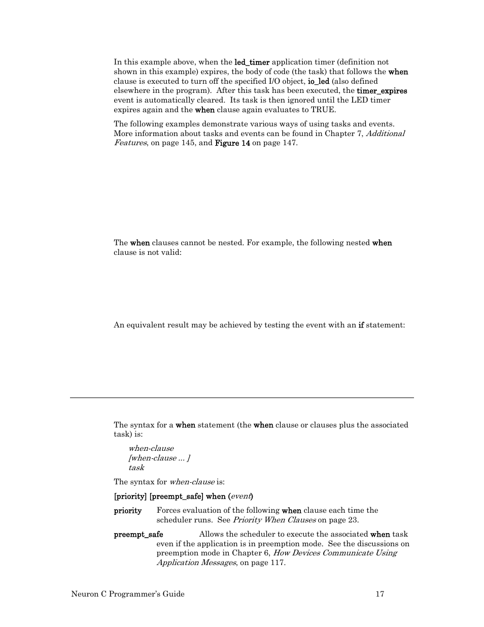 When statement | Echelon Neuron C User Manual | Page 29 / 268