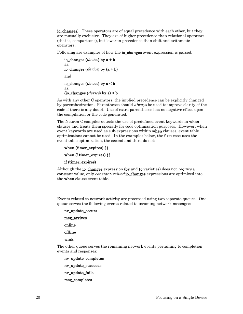 Event processing | Echelon Neuron C User Manual | Page 32 / 268