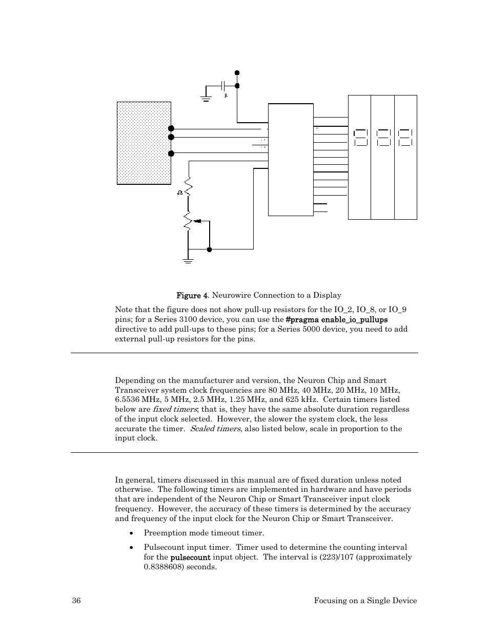 Input clock frequency and timer accuracy, Fixed timers, Scaled timers | Echelon Neuron C User Manual | Page 48 / 268