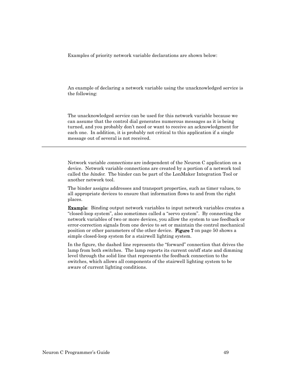 Connecting network variables, 49 d, Connecting | Network variables | Echelon Neuron C User Manual | Page 61 / 268