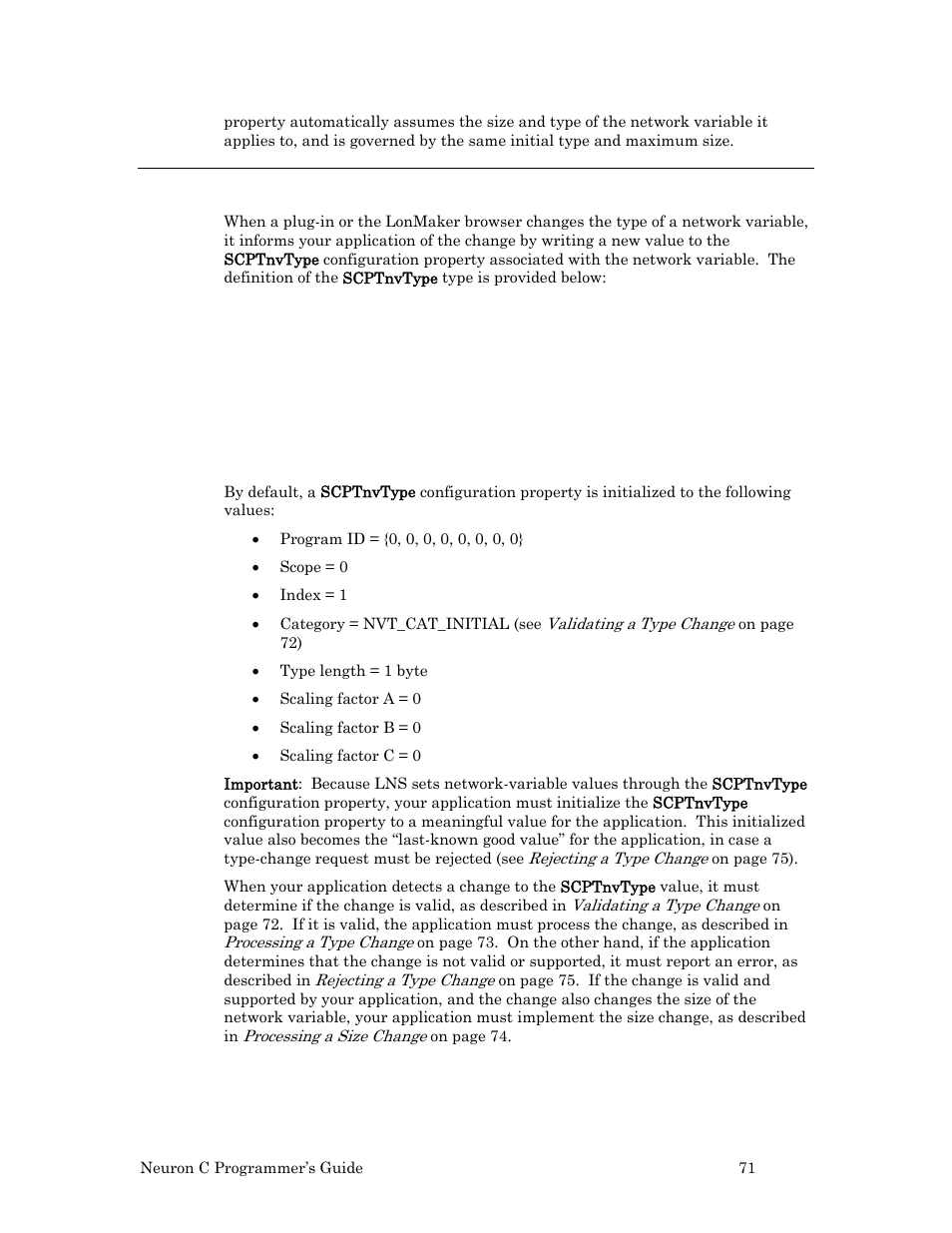 Processing changes to a scptnvtype cp | Echelon Neuron C User Manual | Page 83 / 268