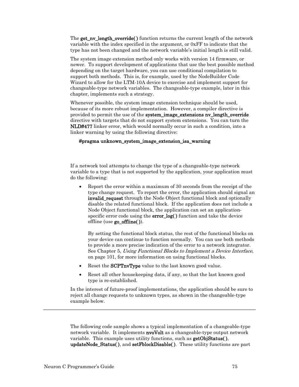 Rejecting a type change, Changeable-type example, Ge 75) | Ge 75. if the ch | Echelon Neuron C User Manual | Page 87 / 268