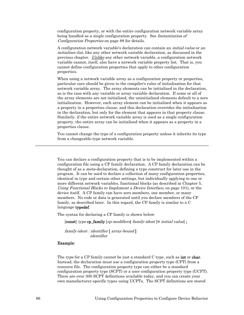 Declaring configuration properties within files, Declaring configuration properties within, Files | Echelon Neuron C User Manual | Page 98 / 268