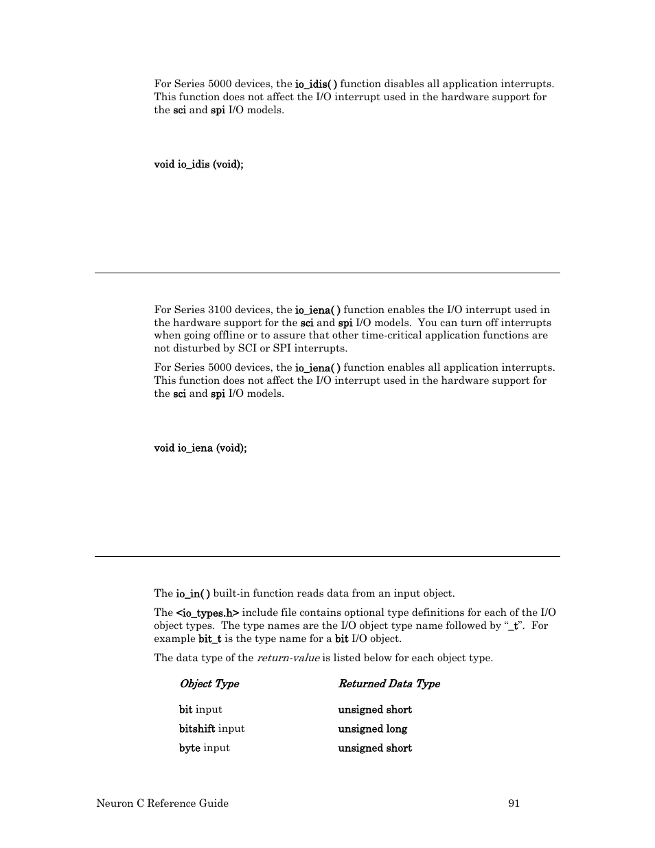 Syntax, Example, Io_iena( ) function | Io_in( ) built-in function | Echelon Neuron C User Manual | Page 111 / 267