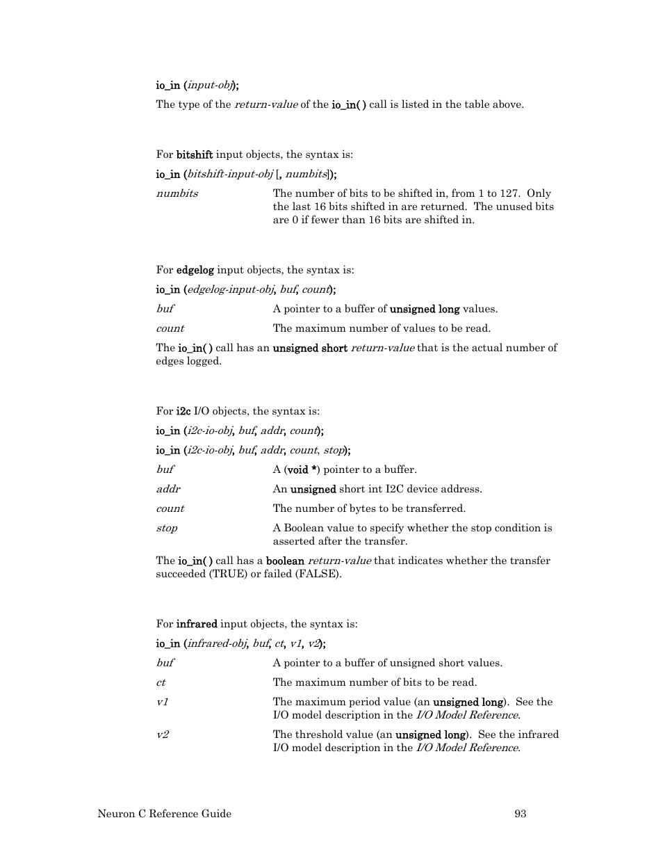 Bitshift, Edgelog, Infrared | Echelon Neuron C User Manual | Page 113 / 267