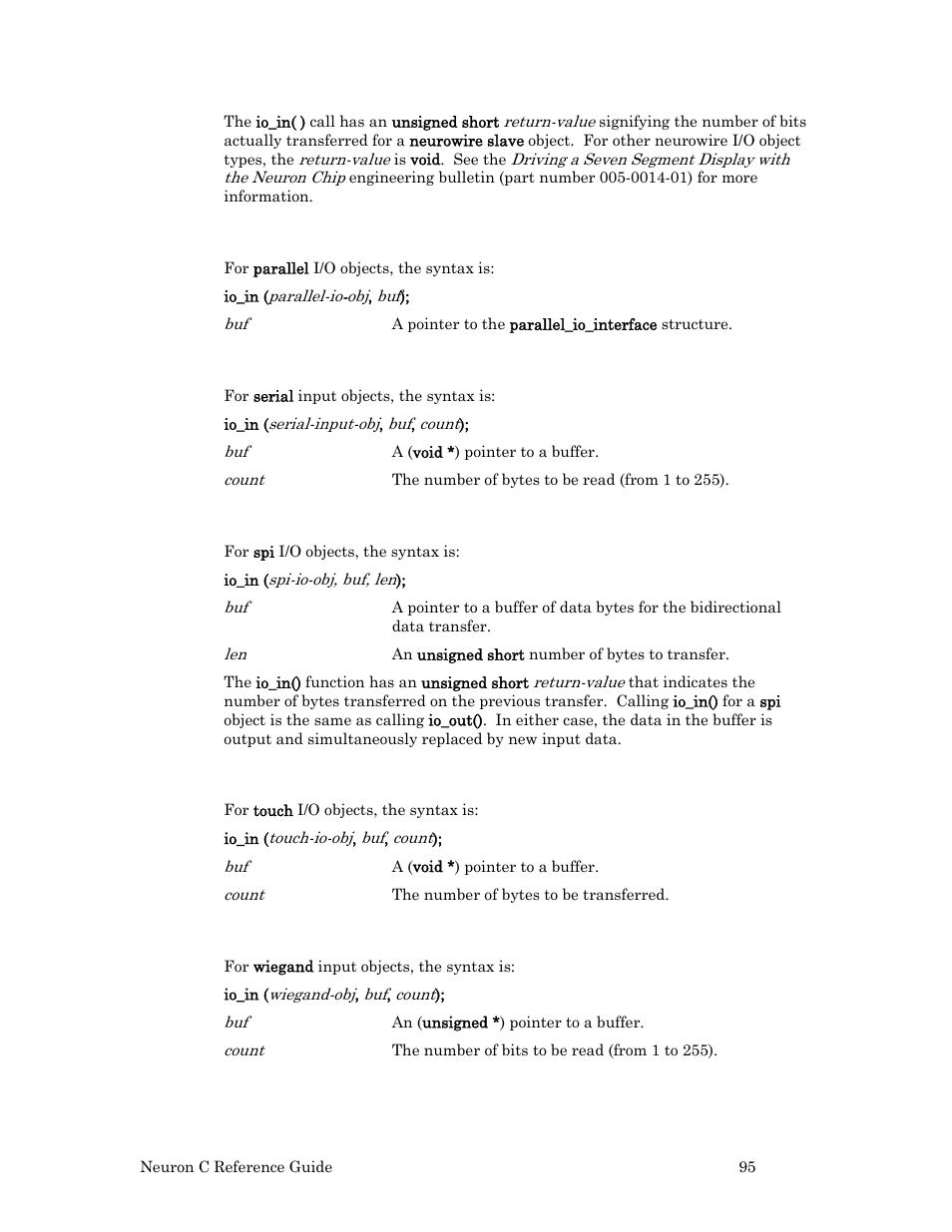 Parallel, Serial, Touch | Wiegand | Echelon Neuron C User Manual | Page 115 / 267