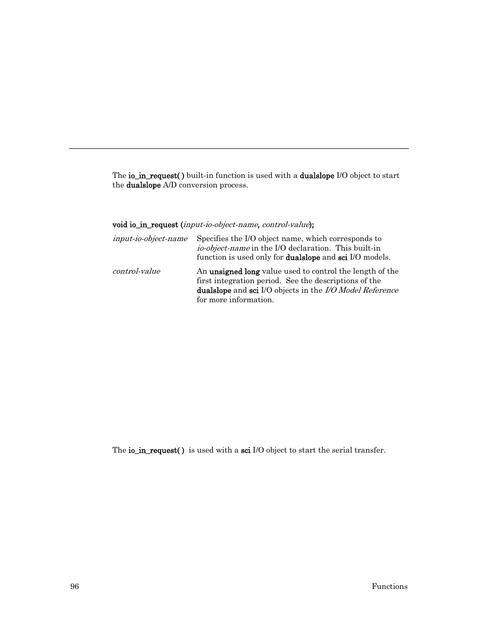 Example, Io_in_request( ) built-in function, Syntax | Example 1, Example 2 | Echelon Neuron C User Manual | Page 116 / 267