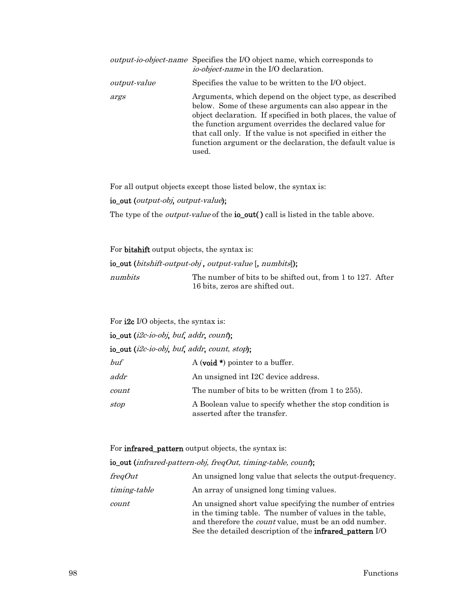 General, Bitshift, Infrared_pattern | Echelon Neuron C User Manual | Page 118 / 267