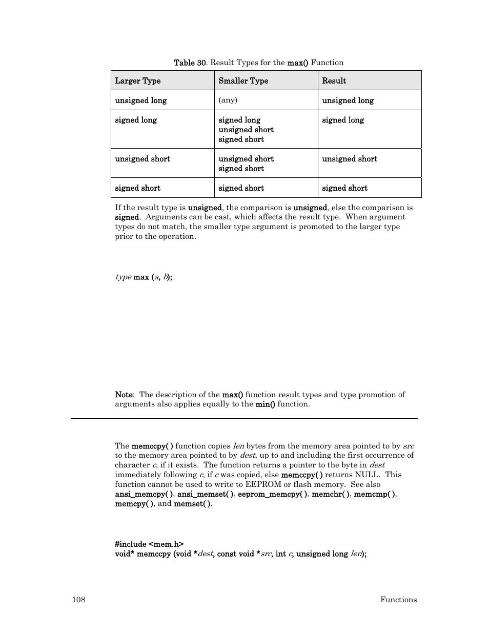 Syntax, Example, Memccpy( ) function | Echelon Neuron C User Manual | Page 128 / 267