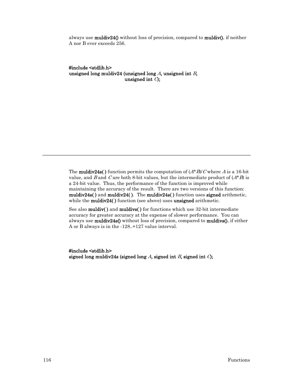 Syntax, Example, Muldiv24s( ) function | Echelon Neuron C User Manual | Page 136 / 267