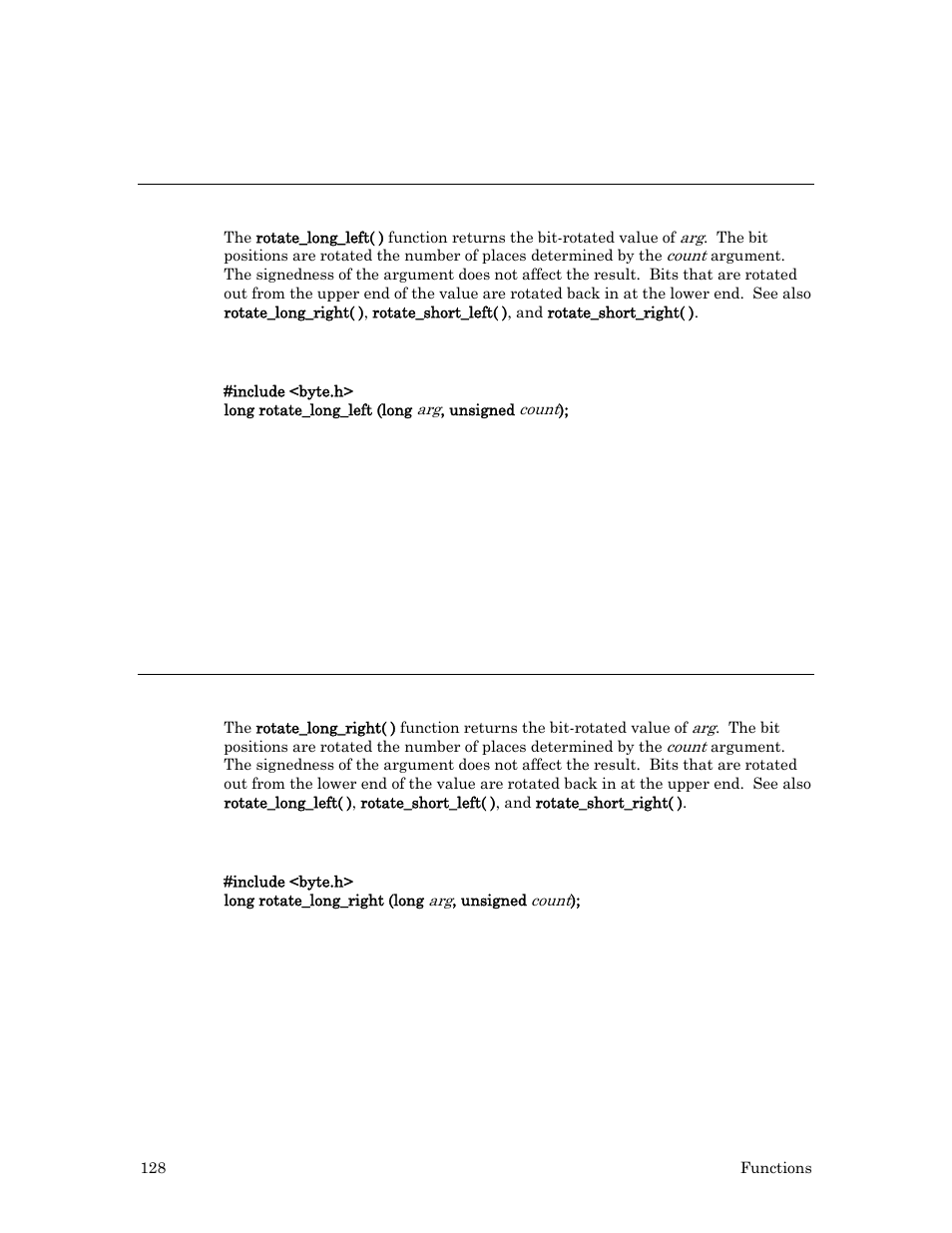 Rotate_long_left( ) function, Syntax, Example | Rotate_long_right( ) function | Echelon Neuron C User Manual | Page 148 / 267