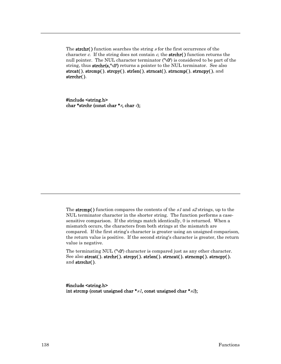 Strchr( ) function, Syntax, Example | Strcmp( ) function | Echelon Neuron C User Manual | Page 158 / 267