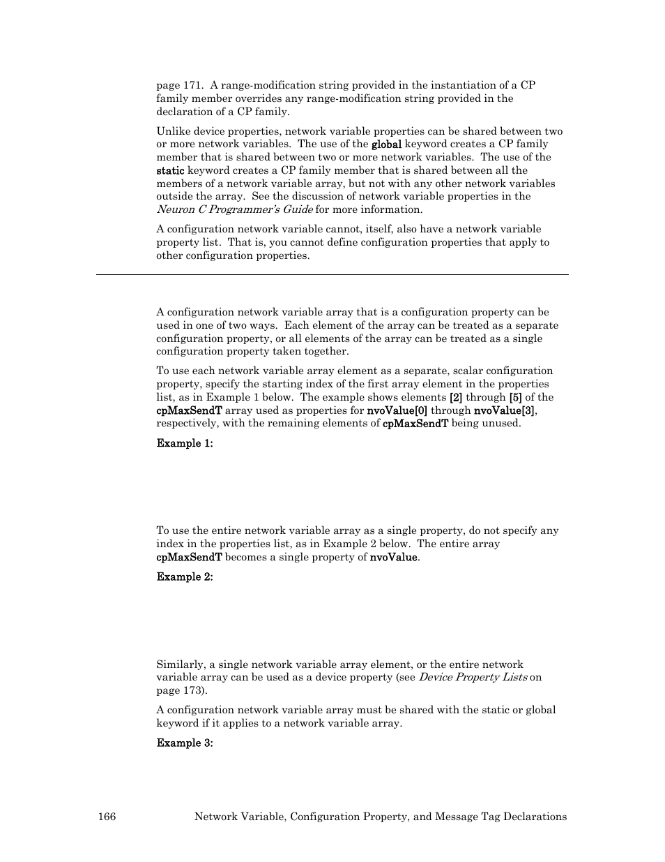 Configuration network variable arrays | Echelon Neuron C User Manual | Page 186 / 267