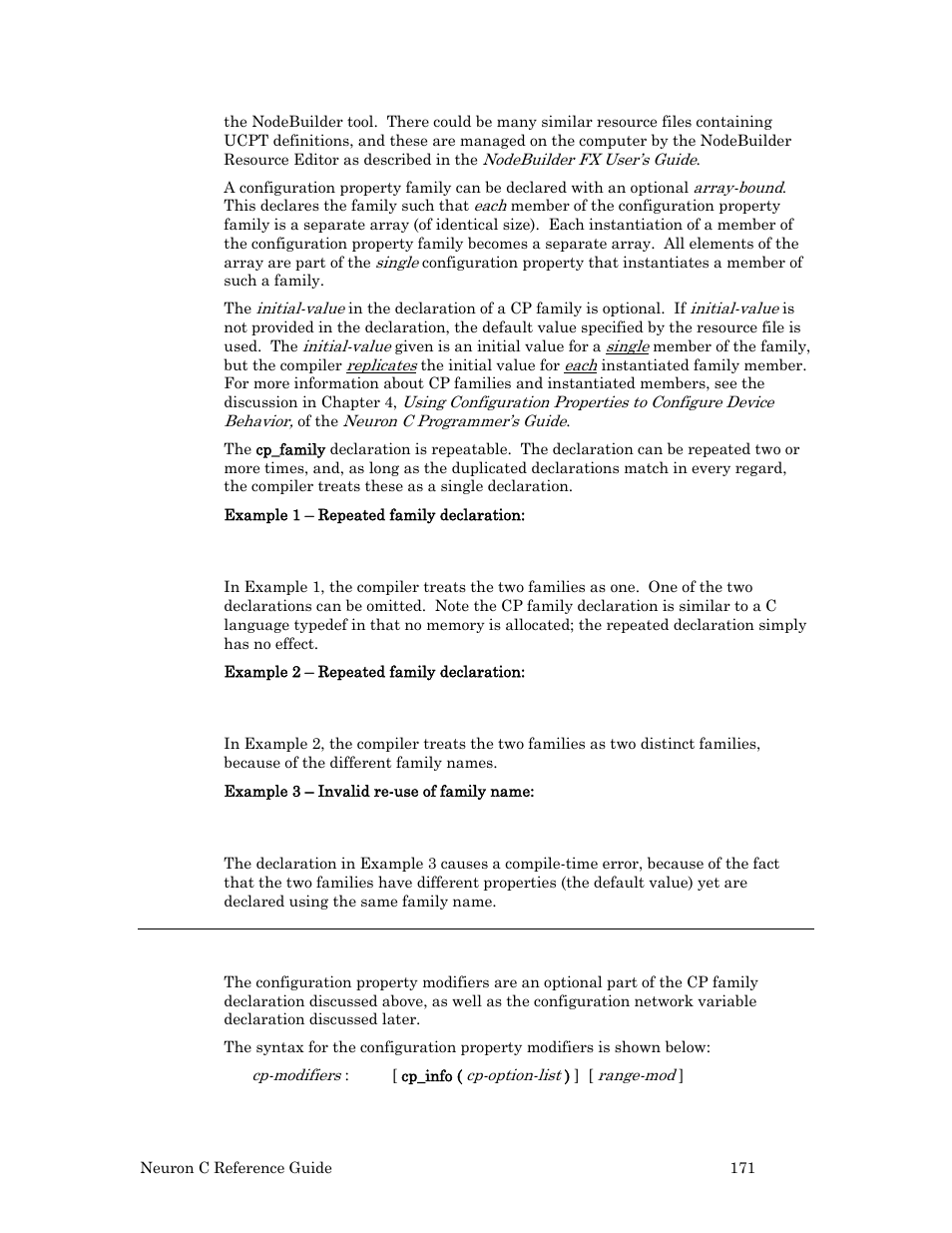 Configuration property modifiers (cp-modifiers) | Echelon Neuron C User Manual | Page 191 / 267