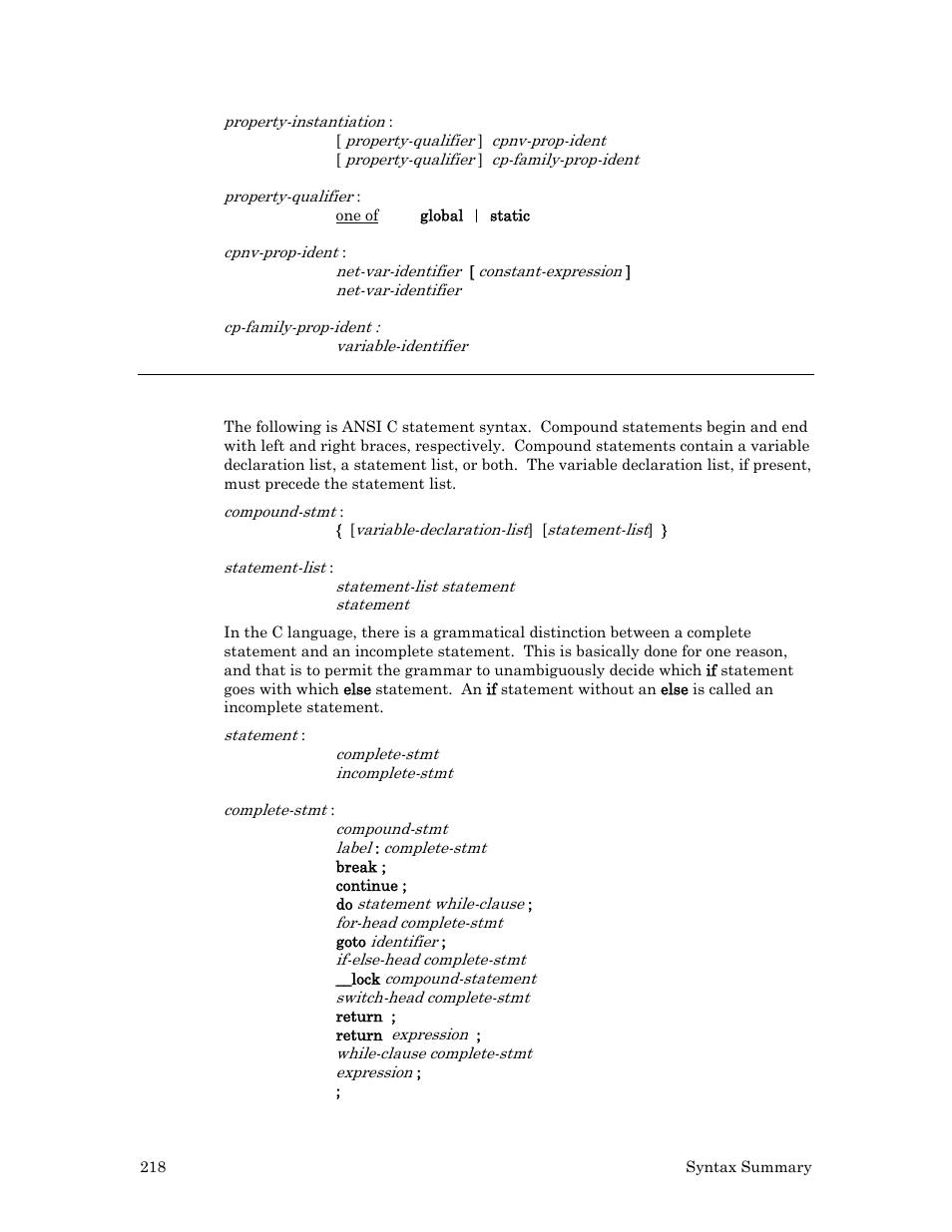 Statements | Echelon Neuron C User Manual | Page 238 / 267