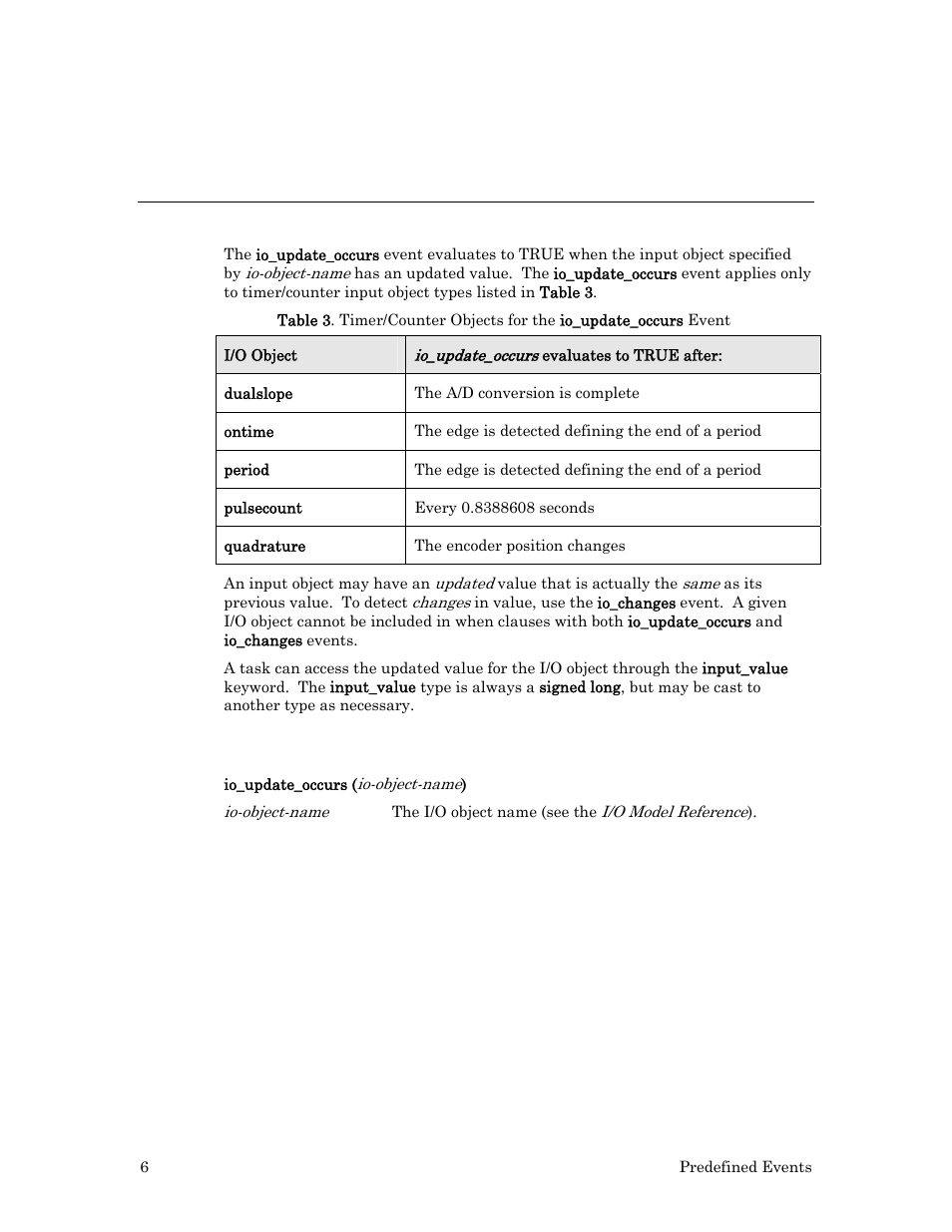 Io_update_occurs event, Syntax, Example | Echelon Neuron C User Manual | Page 26 / 267