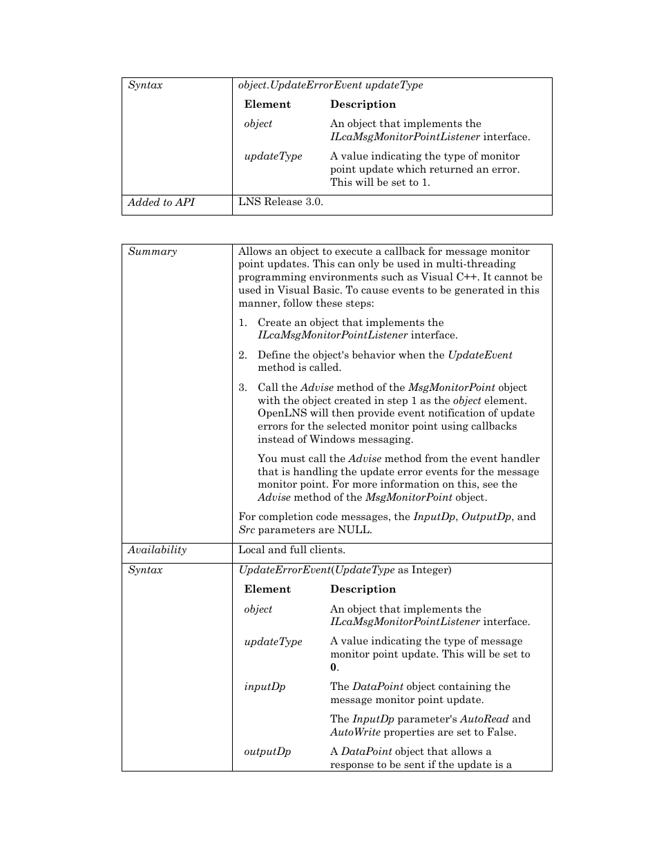 Updateevent | Echelon OpenLNS User Manual | Page 1002 / 1081