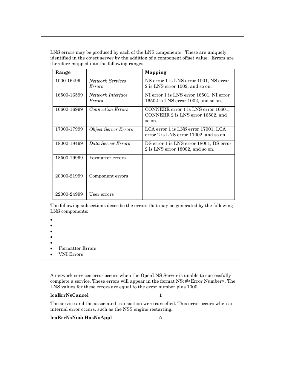 4 errors, Network services errors, Errors | Echelon OpenLNS User Manual | Page 1009 / 1081