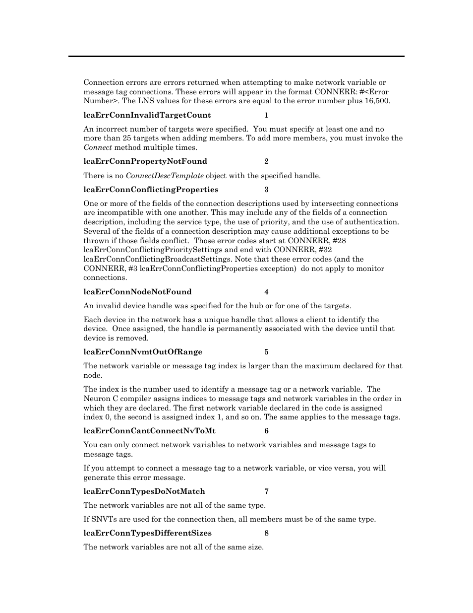 Connection errors | Echelon OpenLNS User Manual | Page 1033 / 1081