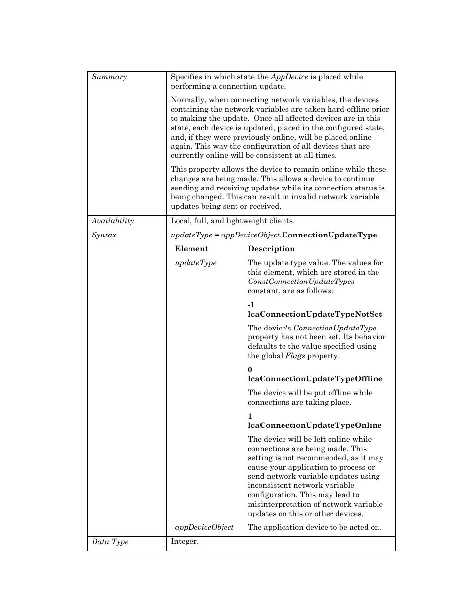 Connectionupdatetype | Echelon OpenLNS User Manual | Page 109 / 1081