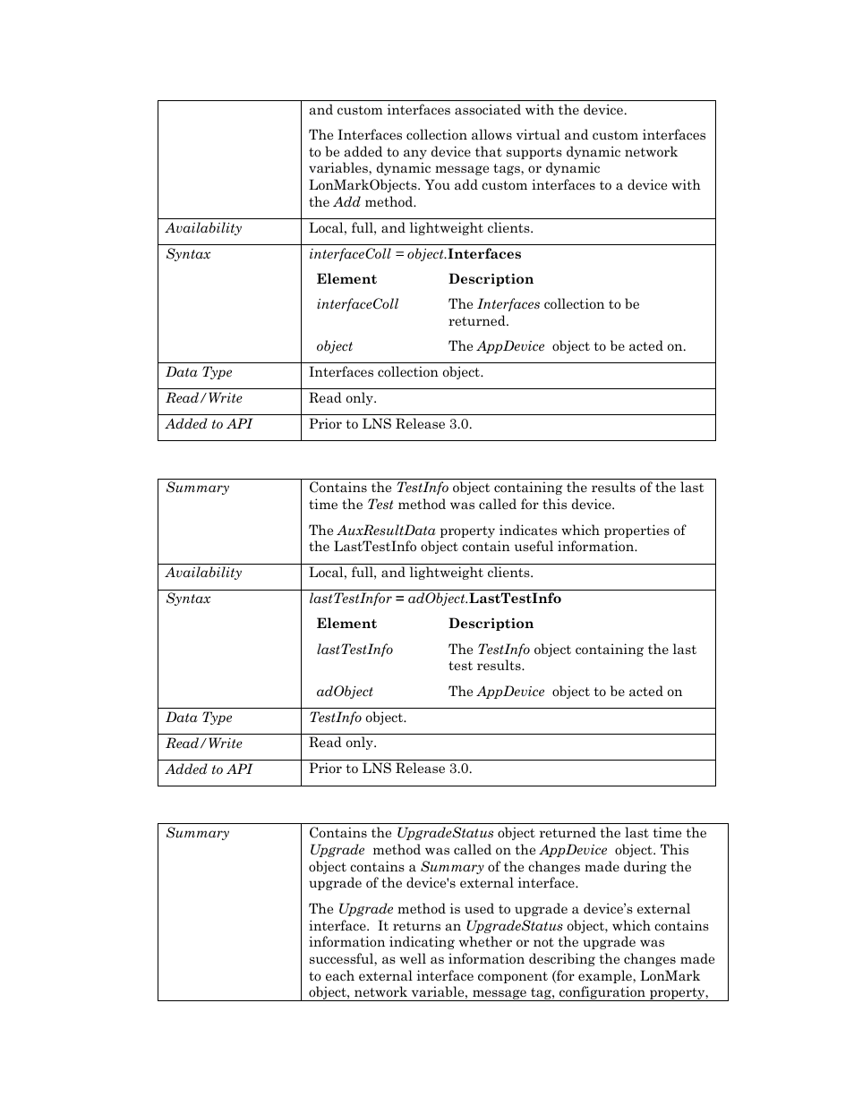 Lasttestinfo, Lastupgradestatus, Lastupgrade status | Lastupgradestatus p | Echelon OpenLNS User Manual | Page 115 / 1081