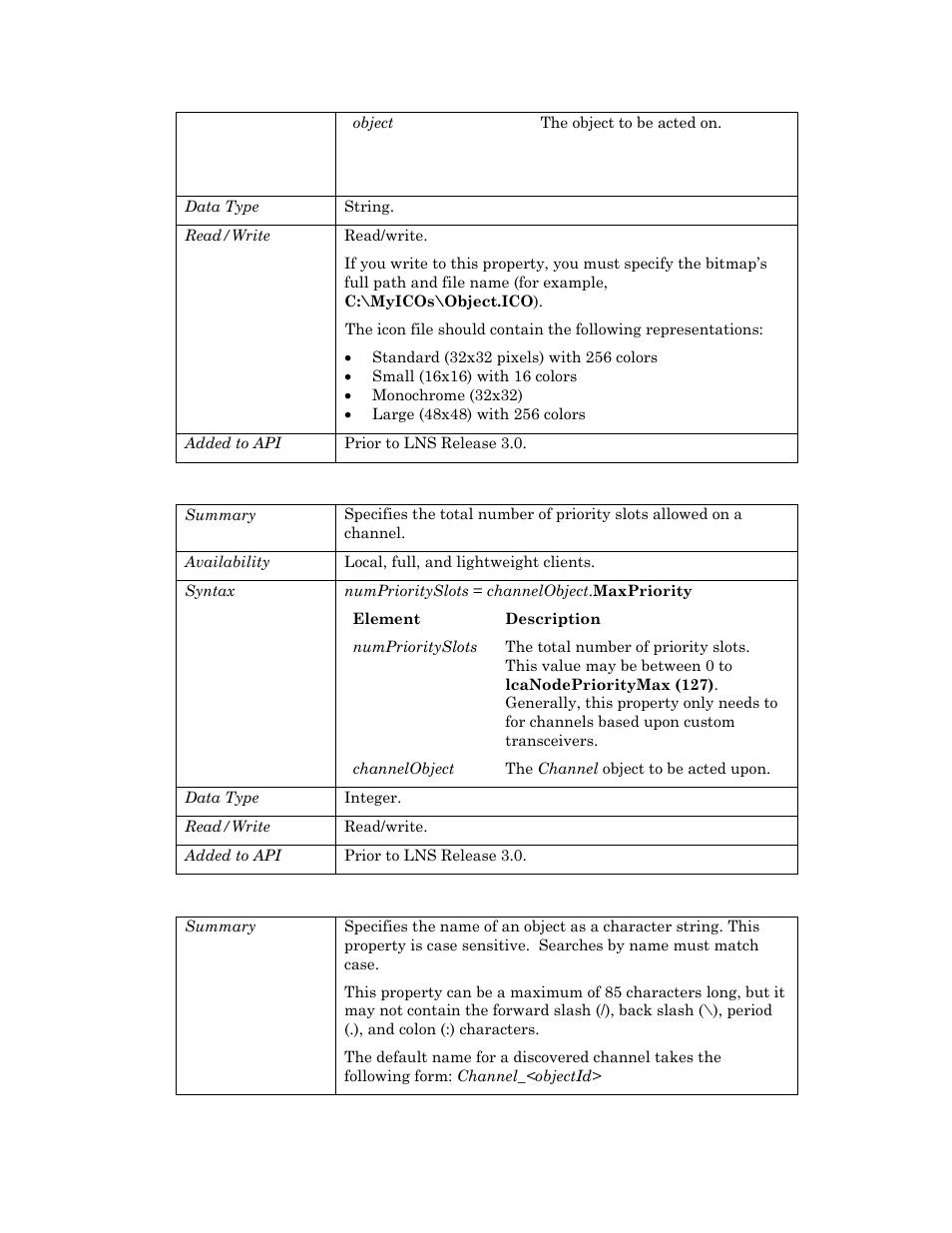 Maxpriority, Name | Echelon OpenLNS User Manual | Page 152 / 1081