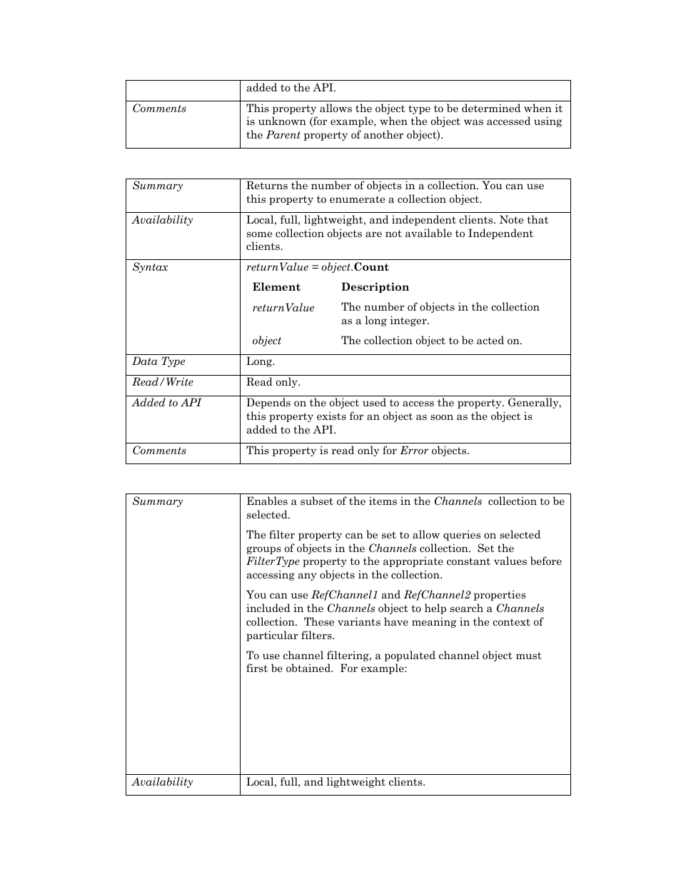 Count, Filtertype | Echelon OpenLNS User Manual | Page 160 / 1081