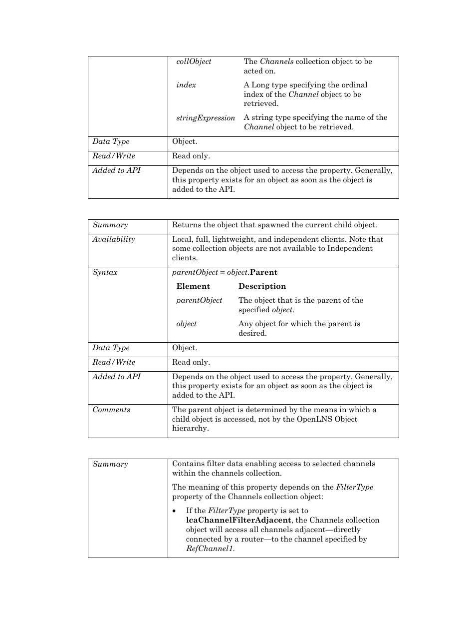 Parent, Refchannel 1, Refchannel1 | Echelon OpenLNS User Manual | Page 162 / 1081