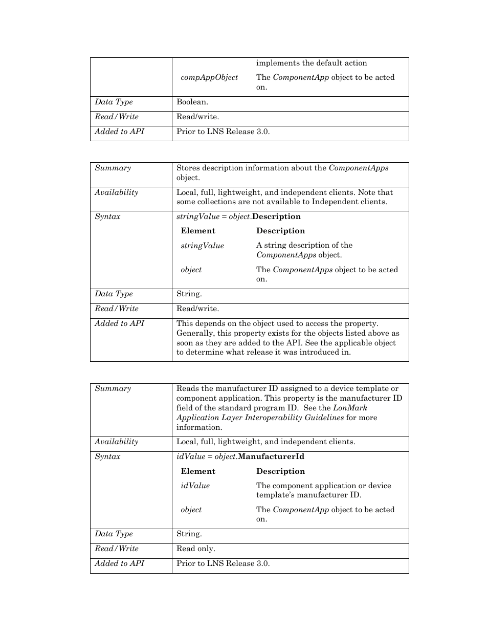 Description, Manufacturerid | Echelon OpenLNS User Manual | Page 170 / 1081