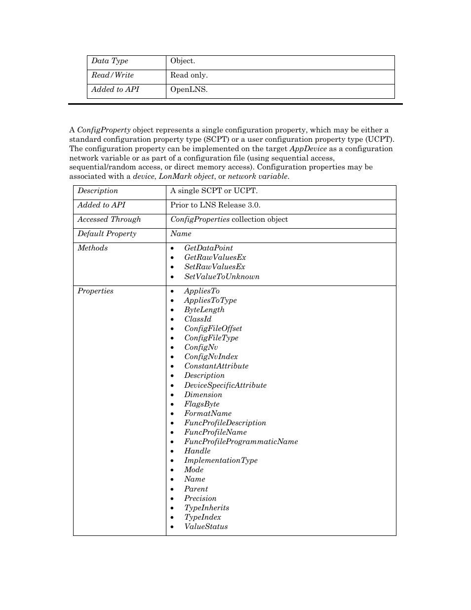 Configproperty, Configproperty o | Echelon OpenLNS User Manual | Page 181 / 1081