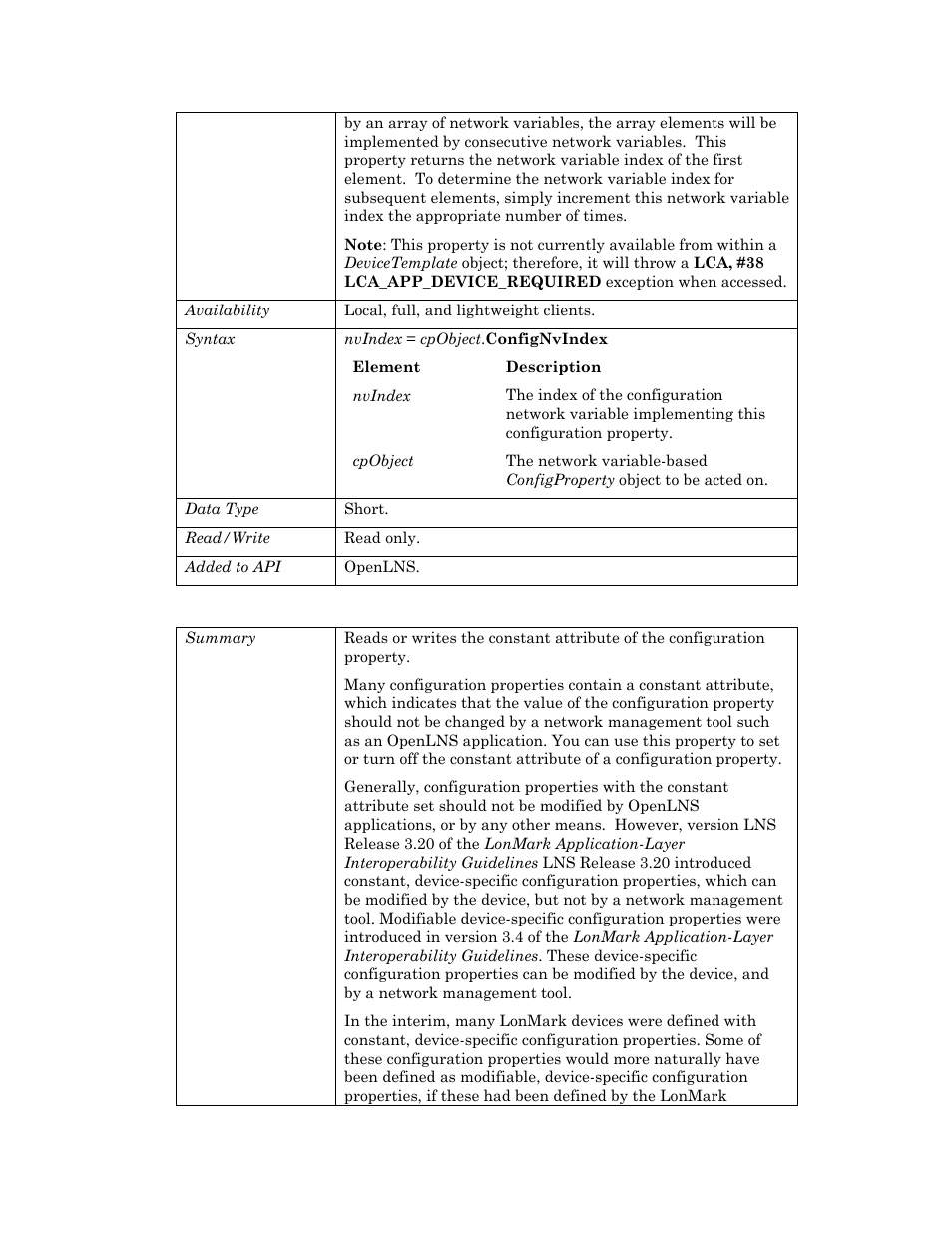 Constantattribute | Echelon OpenLNS User Manual | Page 195 / 1081