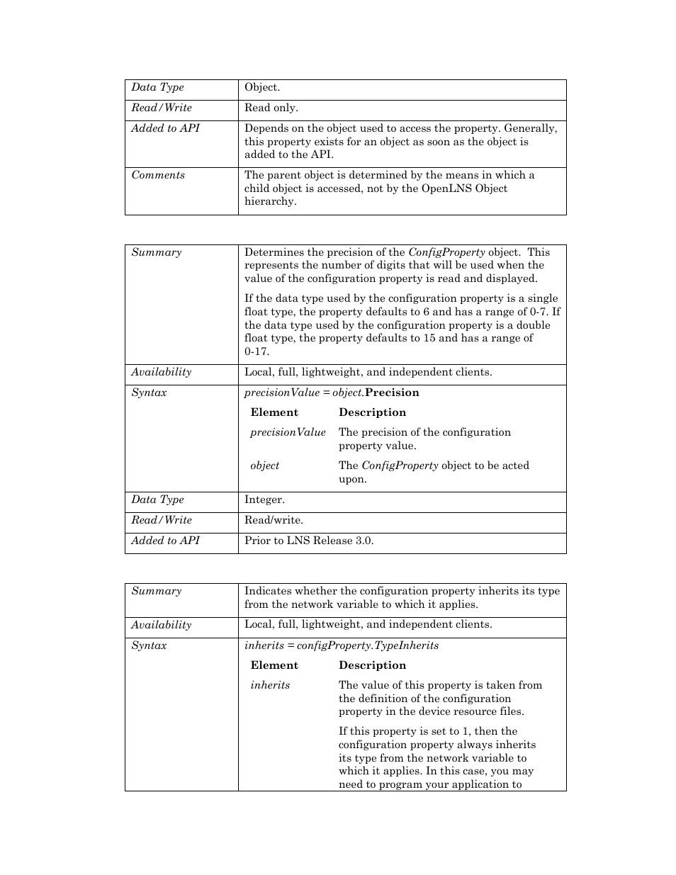 Precision, Typeinherits | Echelon OpenLNS User Manual | Page 208 / 1081