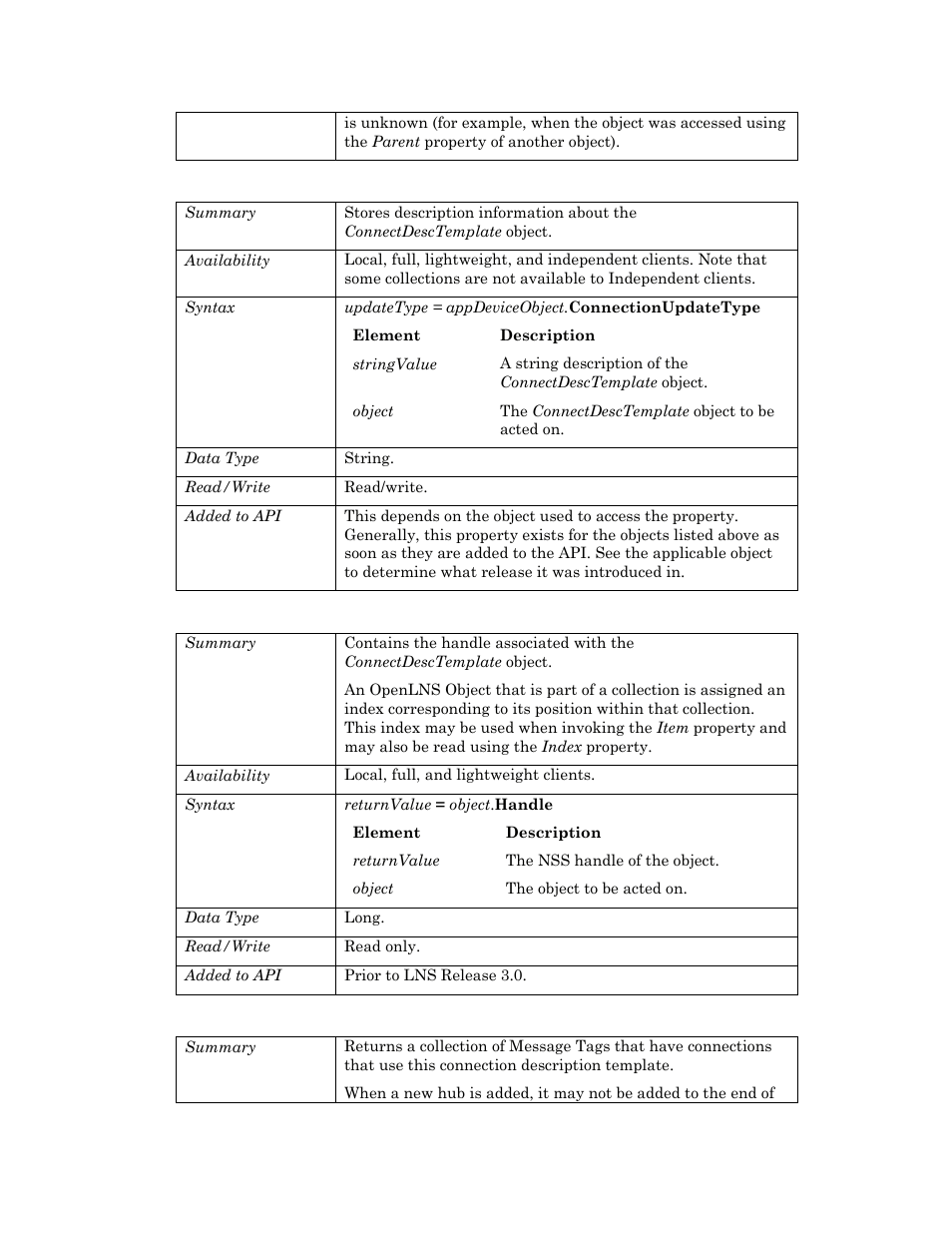 Description, Handle, Mthubs | Echelon OpenLNS User Manual | Page 215 / 1081