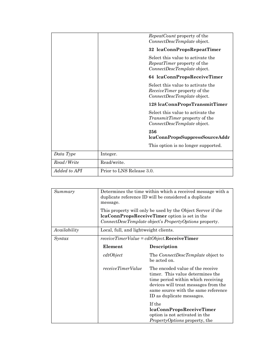 Receivetimer | Echelon OpenLNS User Manual | Page 219 / 1081