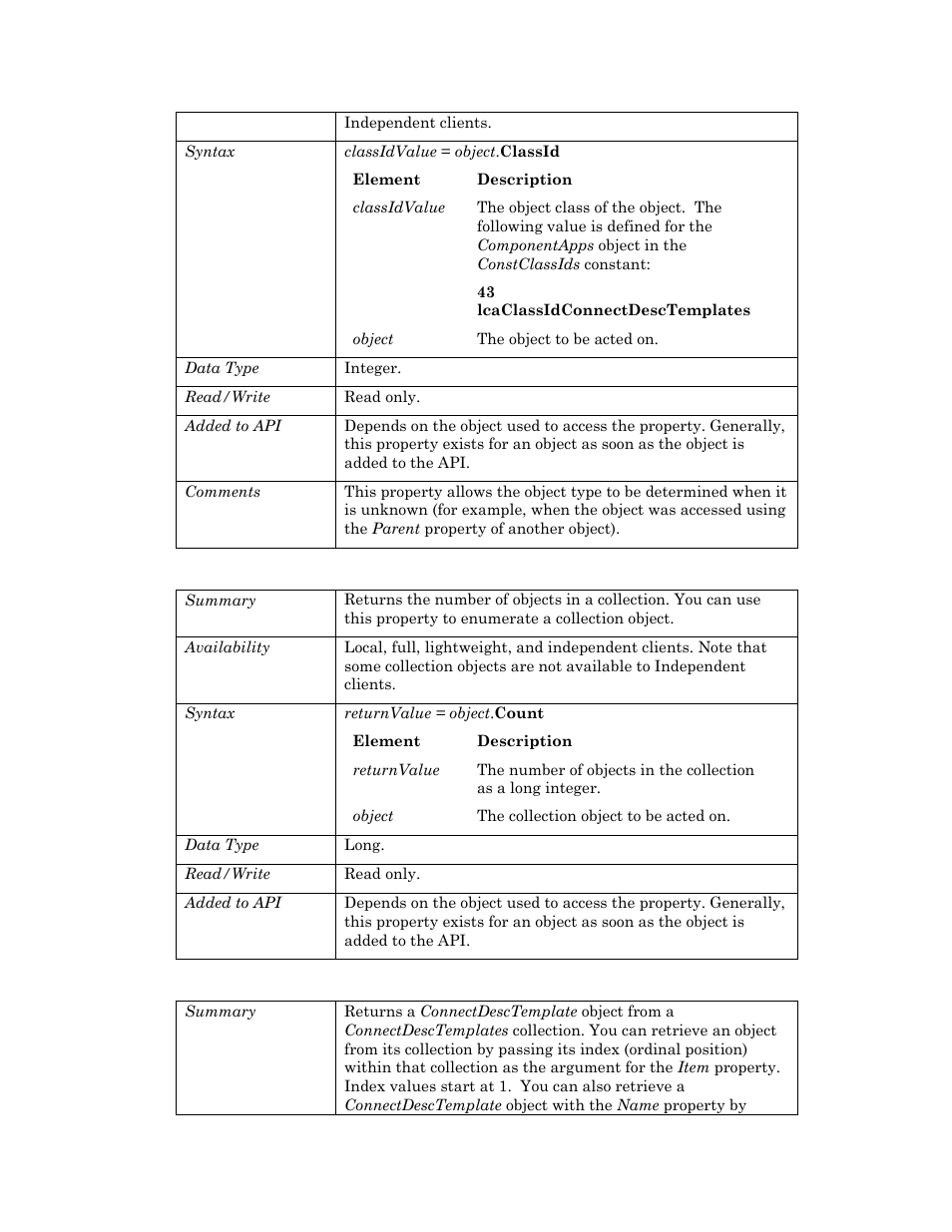 Count, Item | Echelon OpenLNS User Manual | Page 230 / 1081