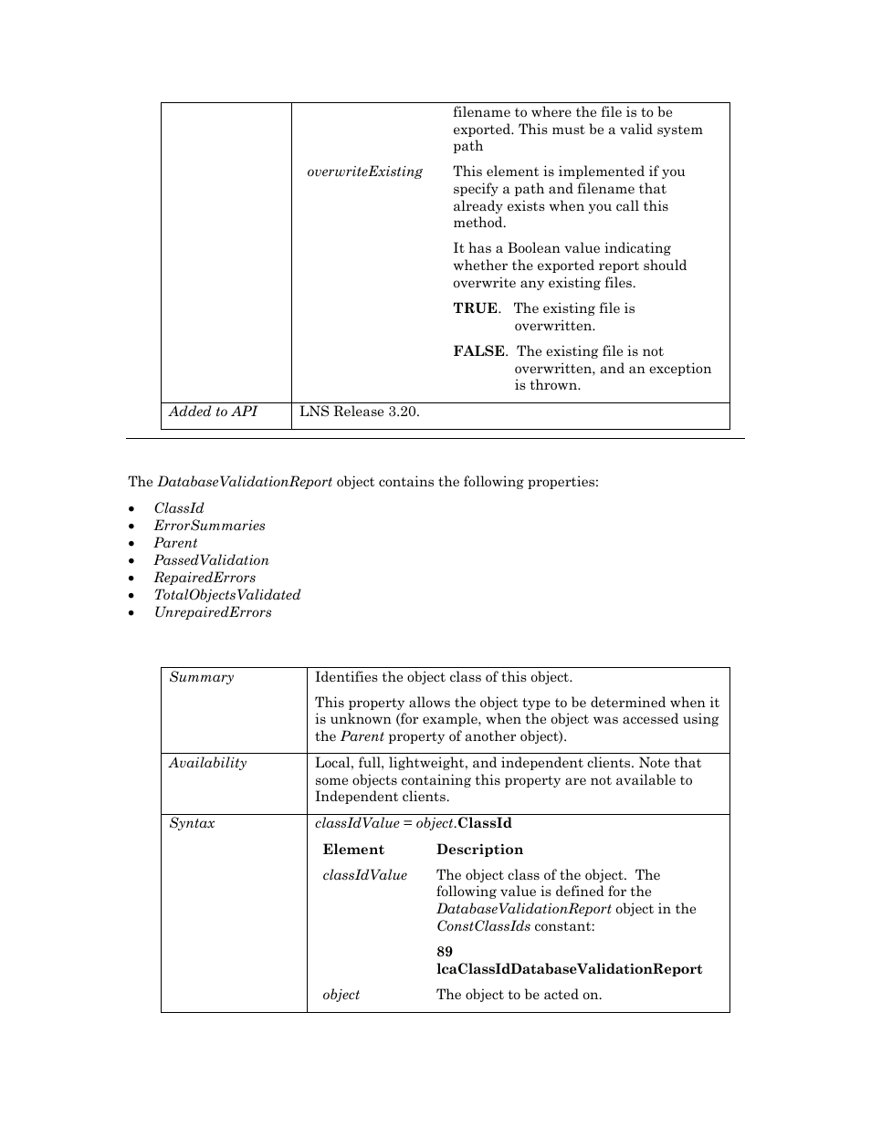 Properties, Classid | Echelon OpenLNS User Manual | Page 240 / 1081