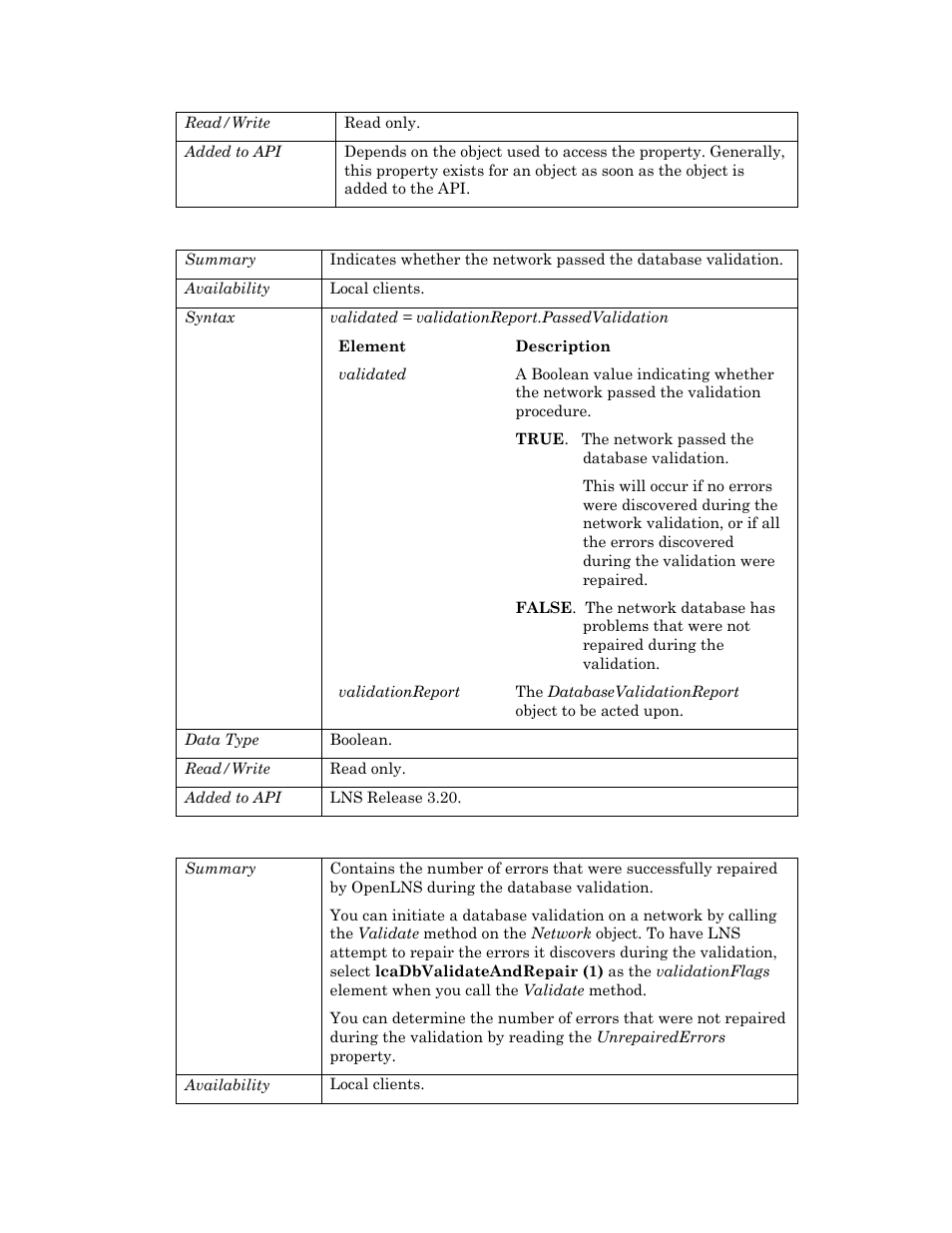 Passedvalidation, Repairederrors | Echelon OpenLNS User Manual | Page 242 / 1081