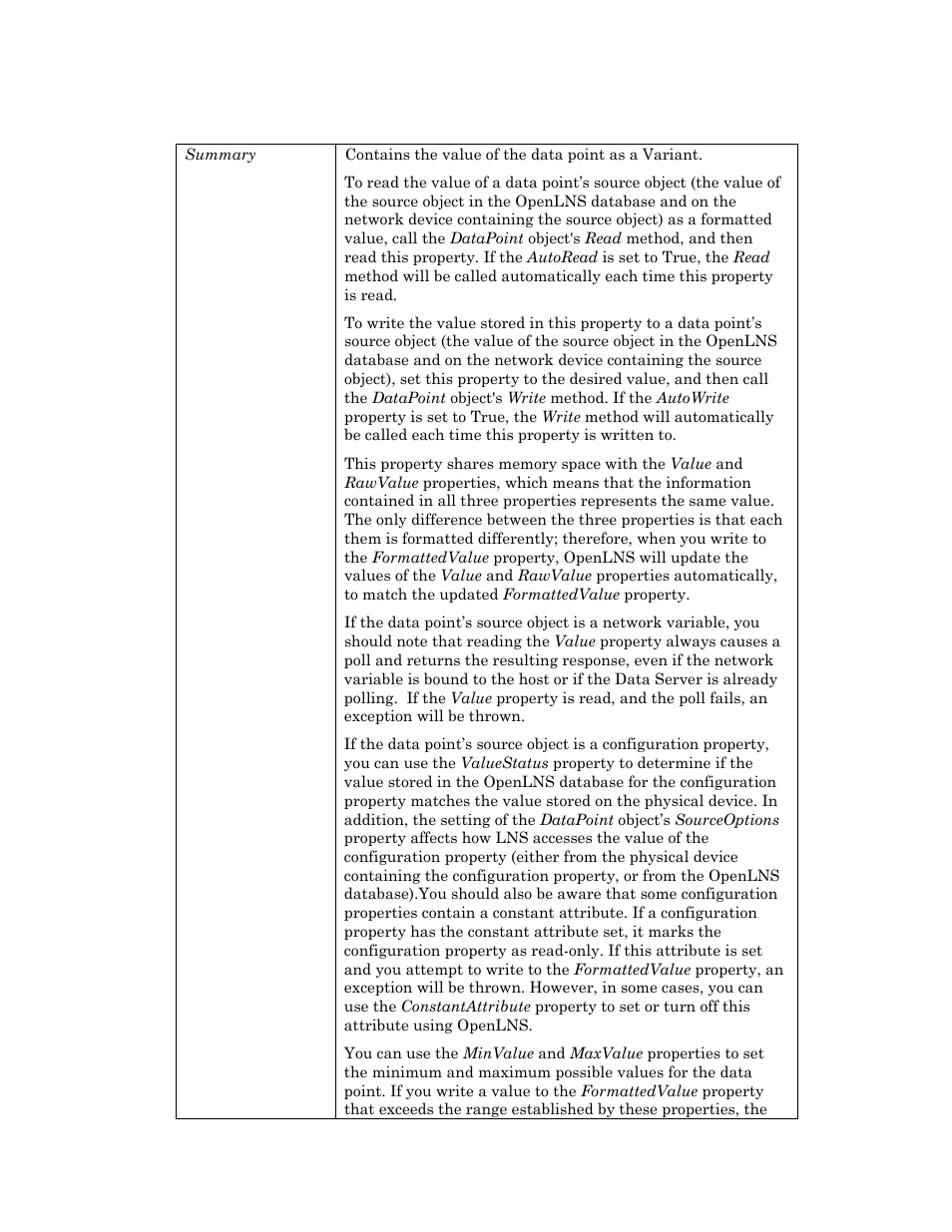 Formattedvalue, D formattedvalue | Echelon OpenLNS User Manual | Page 278 / 1081