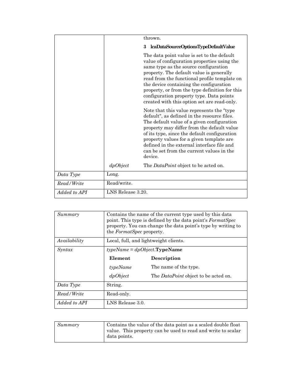 Typename, Value, E value | Echelon OpenLNS User Manual | Page 288 / 1081