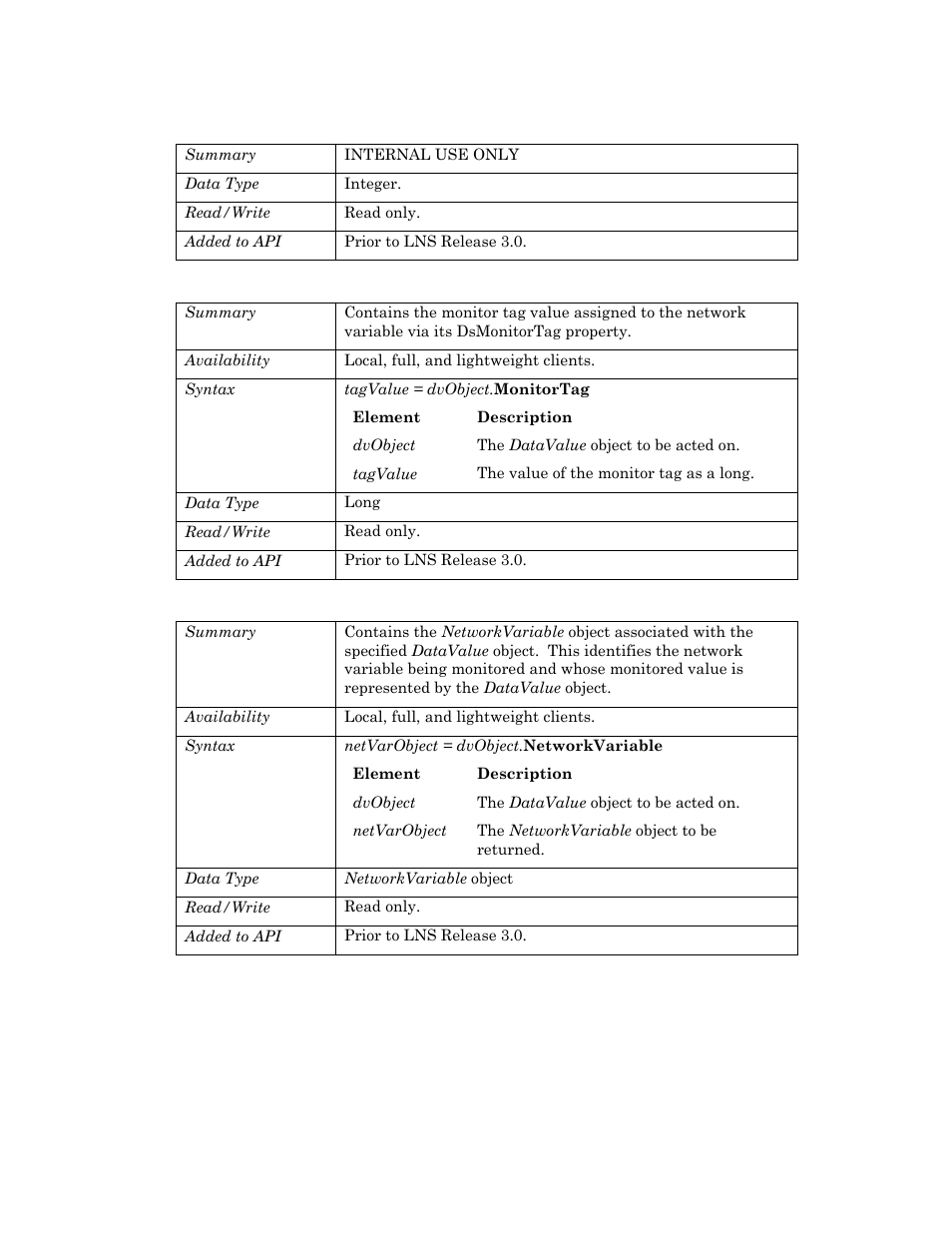 Length, Monitortag, Networkvariable | Echelon OpenLNS User Manual | Page 293 / 1081