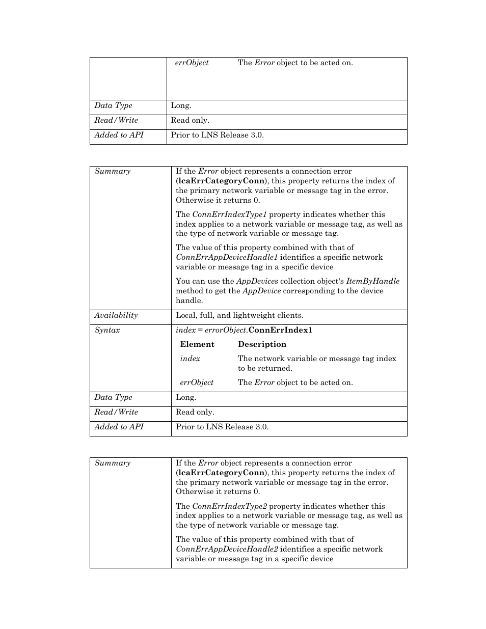 Connerrindex1, Connerrindex2 | Echelon OpenLNS User Manual | Page 332 / 1081