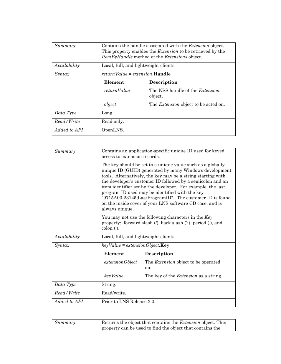 Handle, Owner | Echelon OpenLNS User Manual | Page 342 / 1081