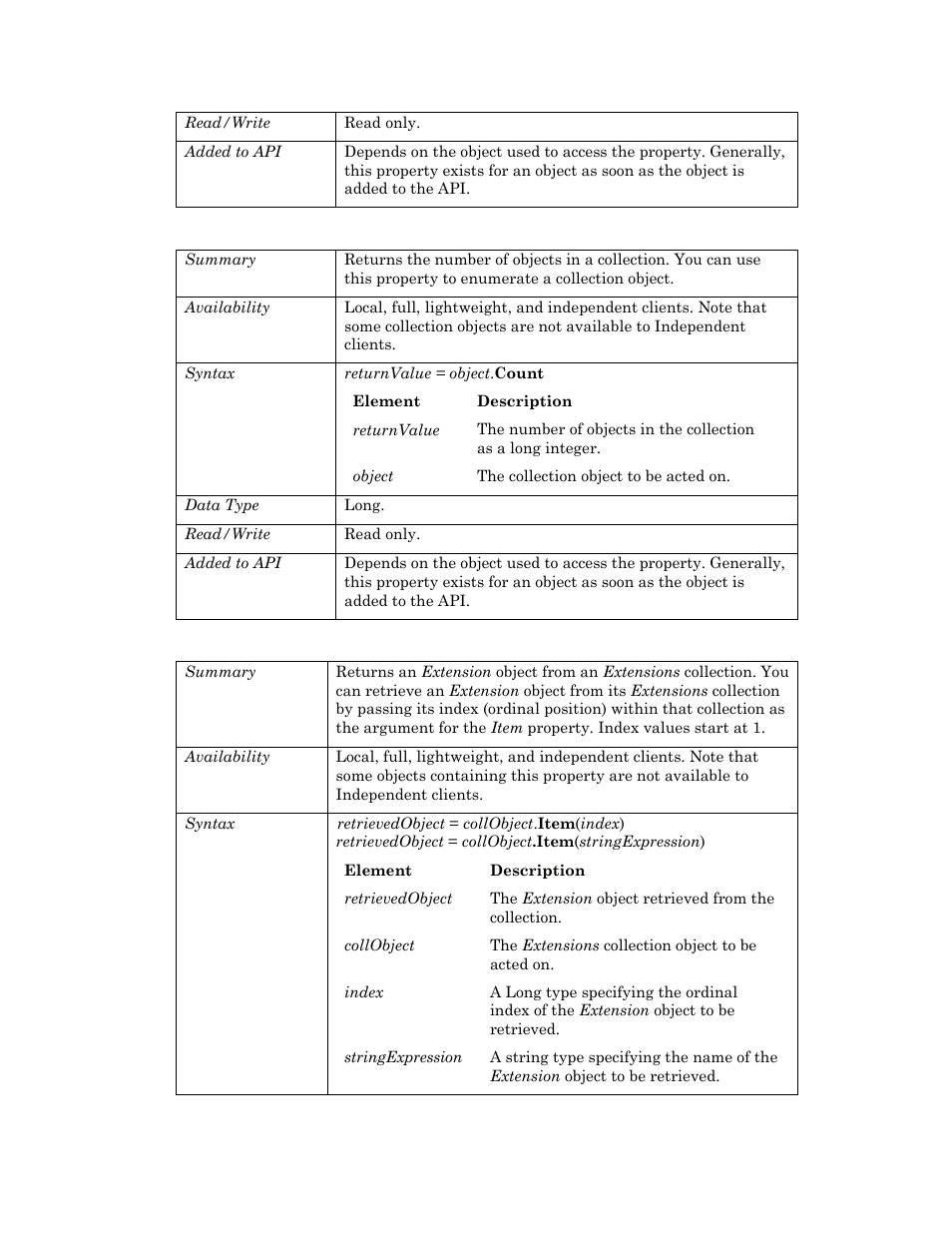 Count, Item | Echelon OpenLNS User Manual | Page 349 / 1081