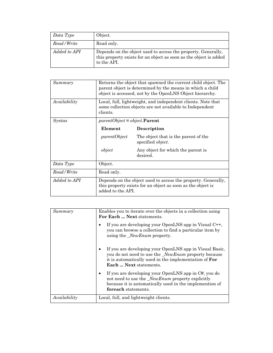 Parent, Newenum | Echelon OpenLNS User Manual | Page 350 / 1081