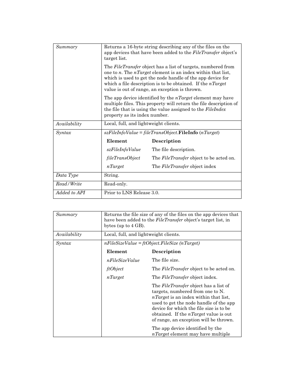 Fileinfo, Filesize | Echelon OpenLNS User Manual | Page 358 / 1081