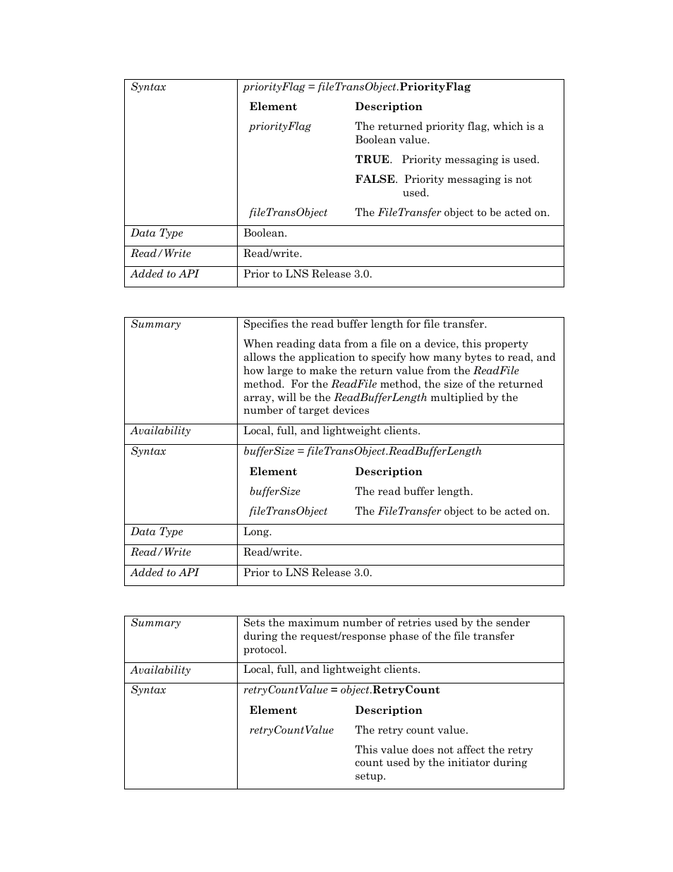 Readbufferlength, Retrycount, D readbufferlength | Echelon OpenLNS User Manual | Page 361 / 1081