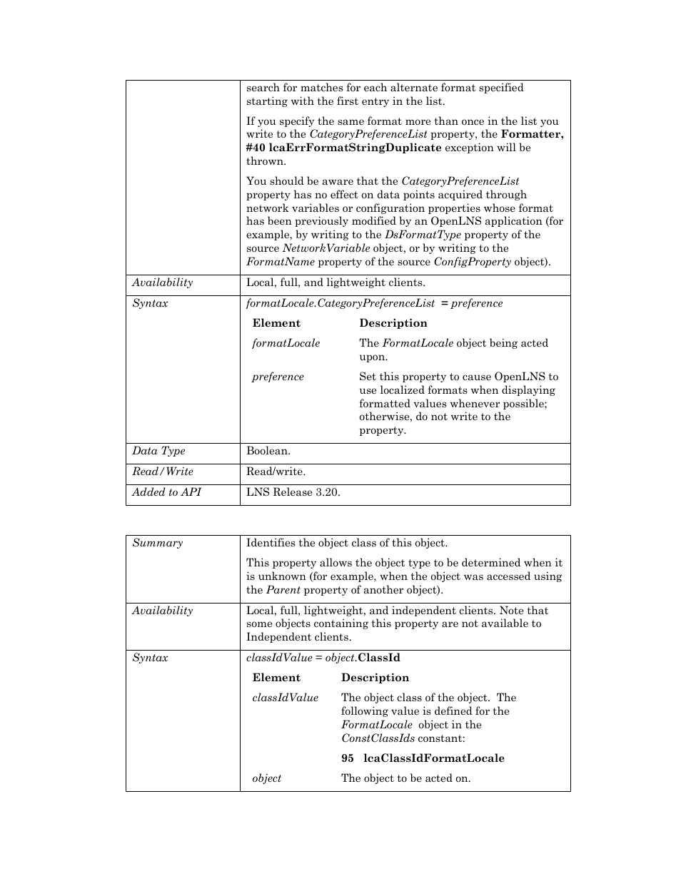 Classid | Echelon OpenLNS User Manual | Page 367 / 1081