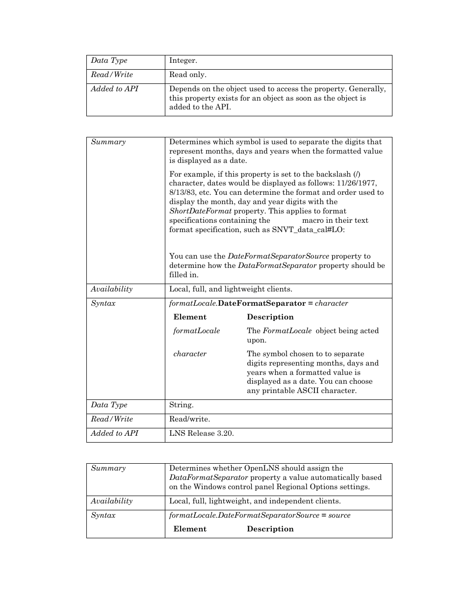 Dateformatseparator, Dateformatseparatorsource | Echelon OpenLNS User Manual | Page 368 / 1081